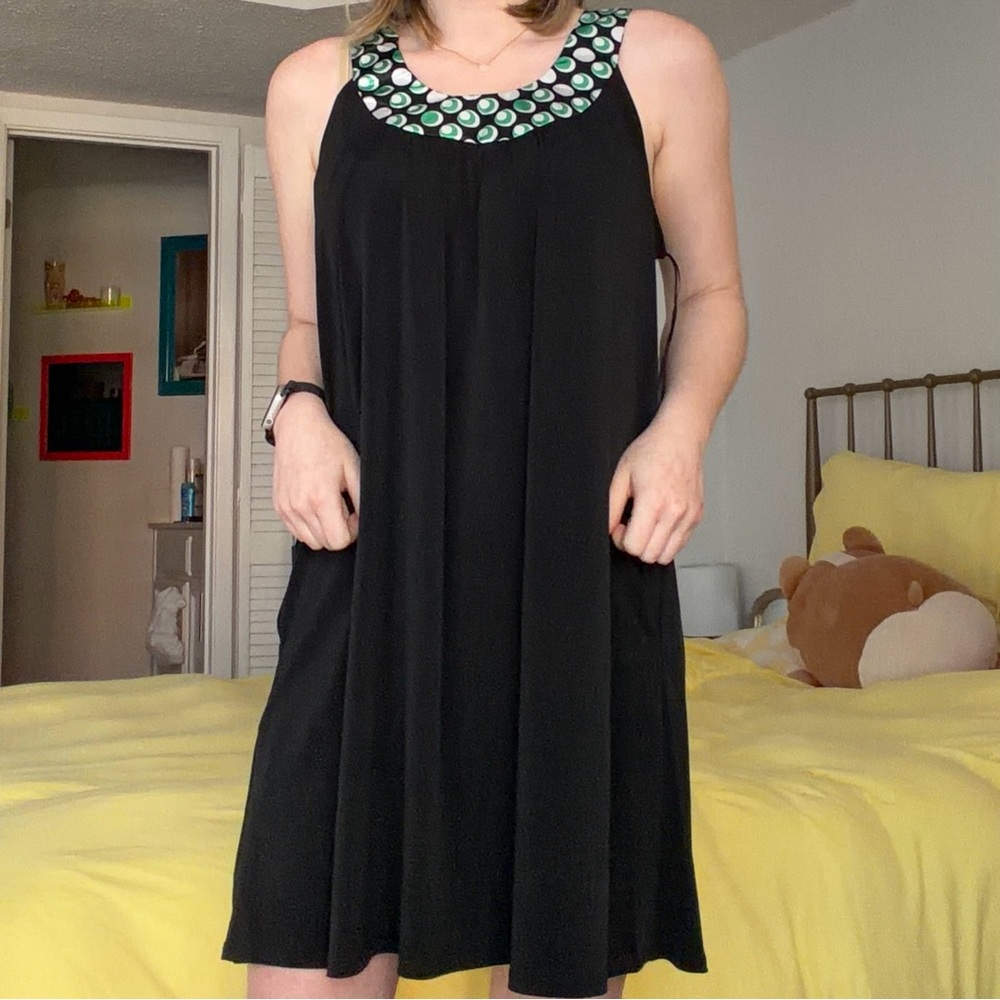 I.N. San Francisco Black Dress with Green Accents